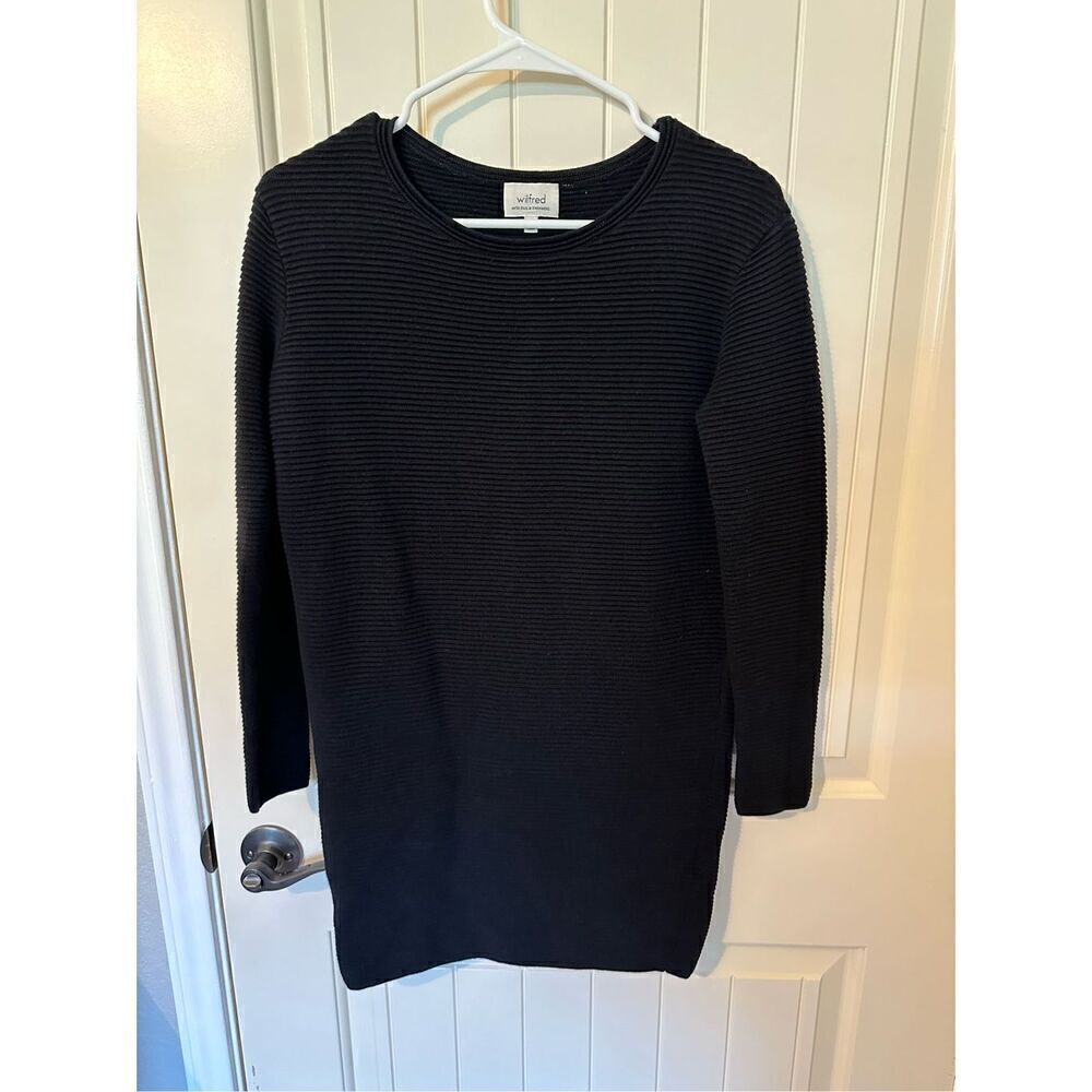 Aritzia Wilfred Cashmere Silk Long Sleeve Knit Black Sweater Dress Women Size XS